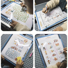 3pcs A4 Kids Dry Erase Doodle File Bags