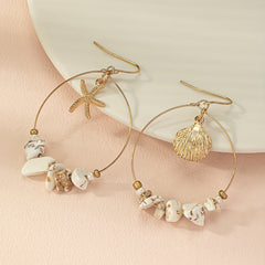 Vintage Crushed Stone Beaded Drop Earrings Boho Style Ear Jewelry For Summer