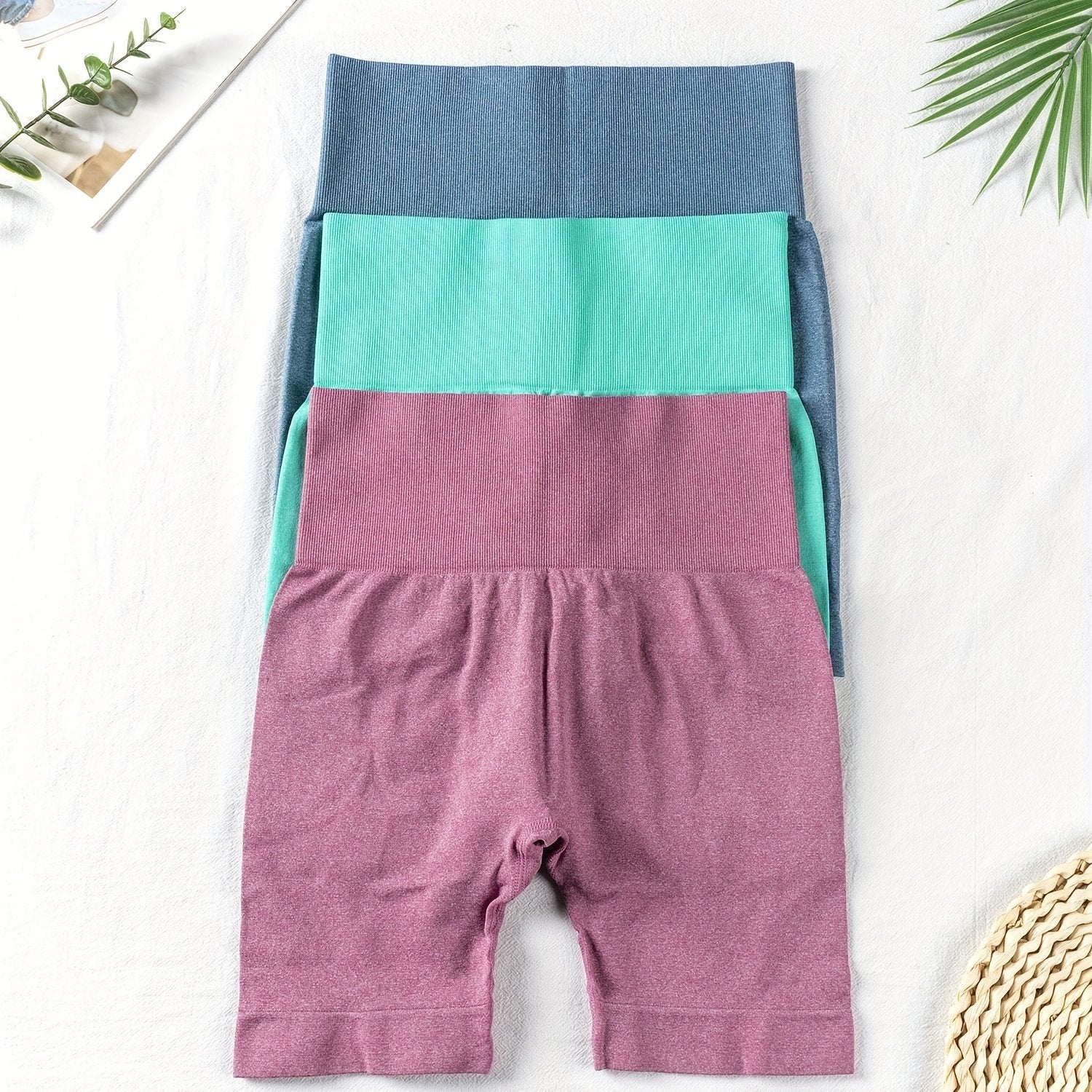 3 Pcs Seamless Yoga Shorts High Stretch Fitness Workout Tight Shorts Women