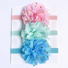 3pcs Dot Chiffon Flower Baby Headband 0-3 Years