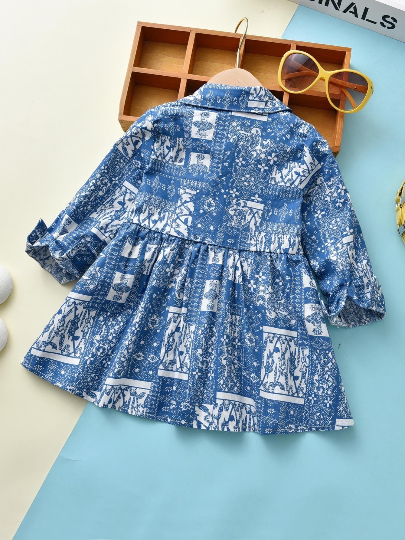 Girls Flower Print Long Sleeve Dress