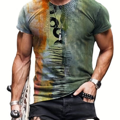 Vintage Collage Graphic T Shirt Men Comfortable Crew Neck Tee
