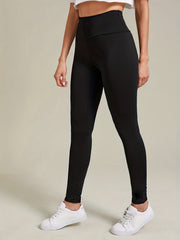 Solid High Waist Skinny Leggings with Frill Detail