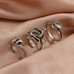 Punk Style Vintage Snake Pattern Zinc Alloy Adjustable Cuff Ring