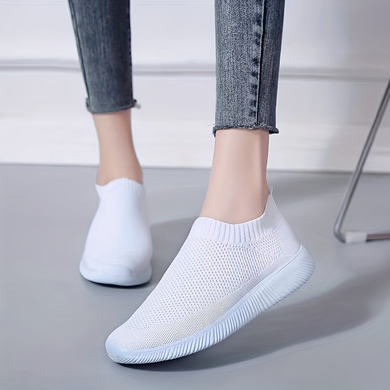Women's Breathable Knit Sneakers Lightweight Slip On Shoes