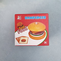 Wooden Burger Fries & Sandwich Playset for Kitchen Pretend Play