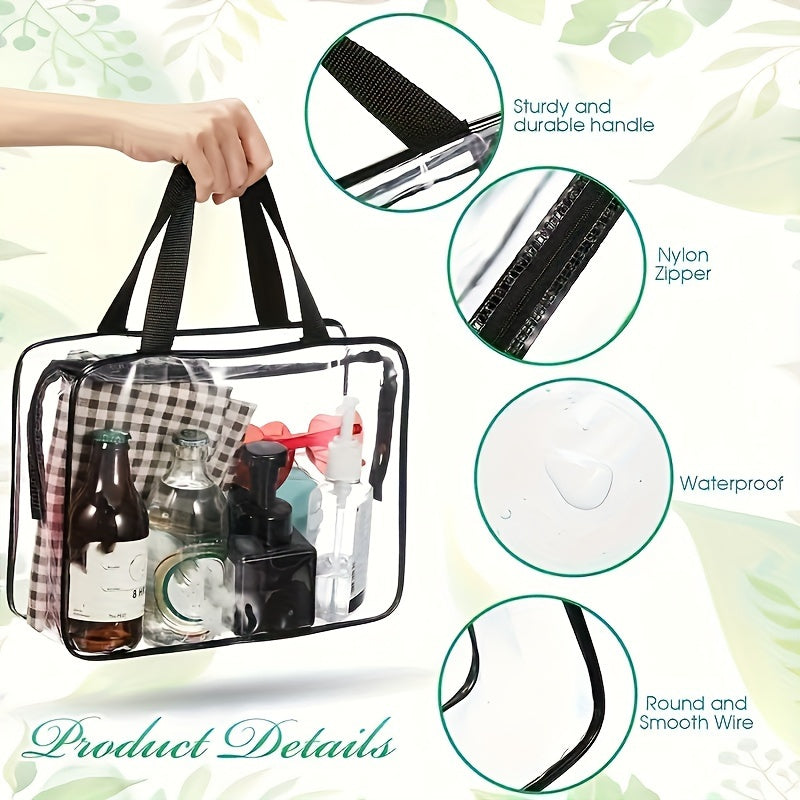 3pc Transparent Cosmetic Zipper Bags Waterproof Wash Bag Combo