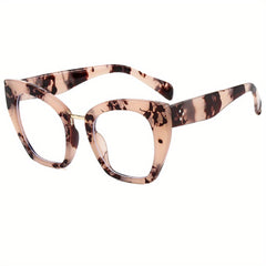 Cat Eye Clear Lens Glasses For Women Men Mod Block Rivet
