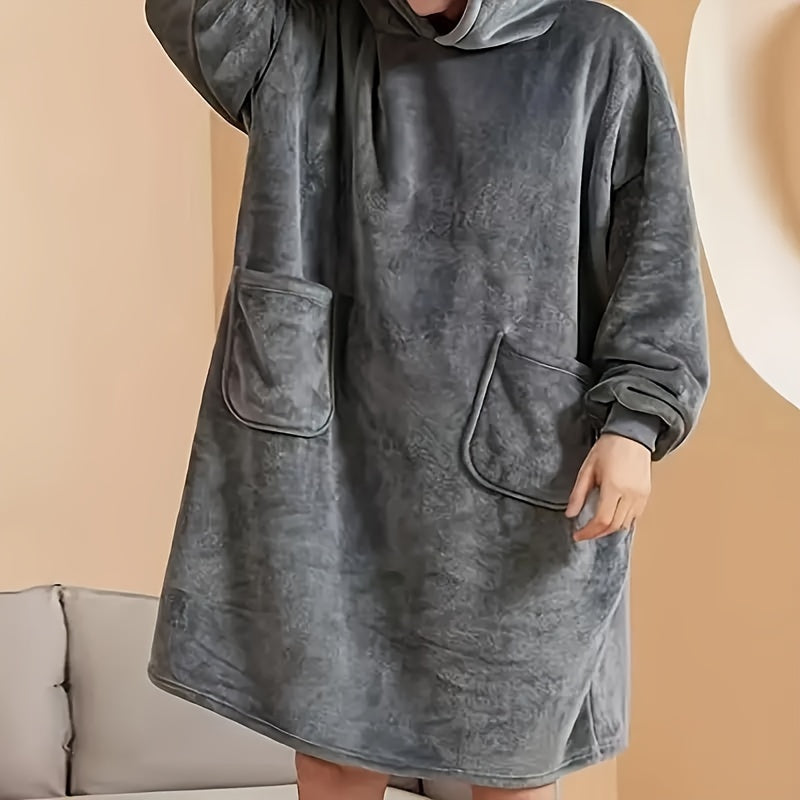 Women's Hoodie Wearable Blanket Soft Warm Outdoor Camping