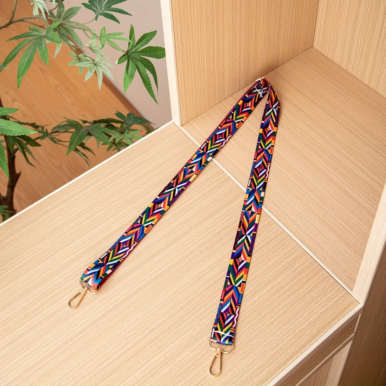 Geometric Rainbow Shoulder Strap, Ethnic Style Wide Purse Strap
