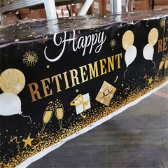 Golden Happy Retirement Tablecloth Disposable Plastic Table Cover