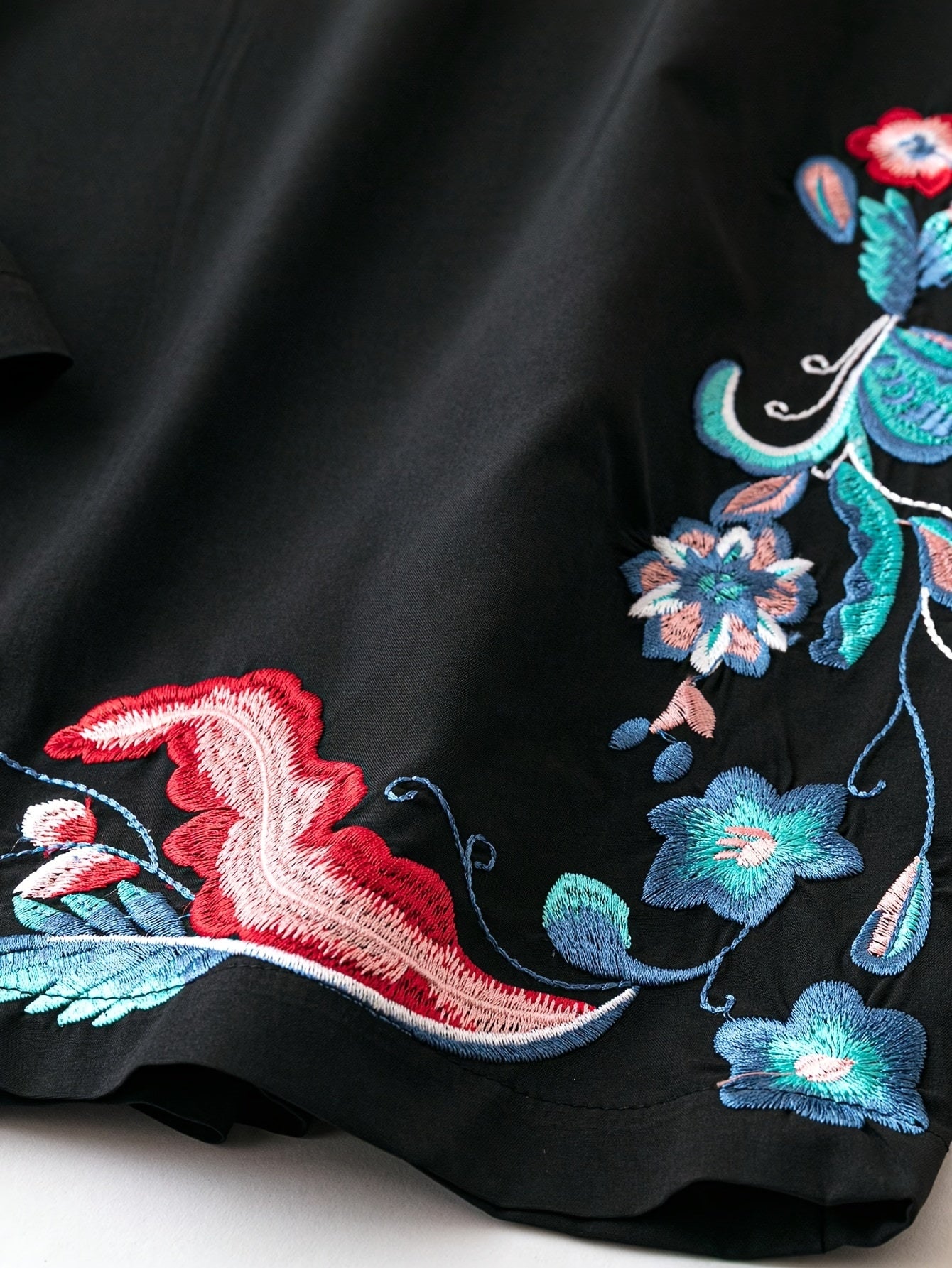 Ethnic Style Pants Women's Plus Floral Embroidery Wide Leg Trousers