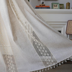Boho Pure Linen Semi Blackout Curtain Farmhouse Style