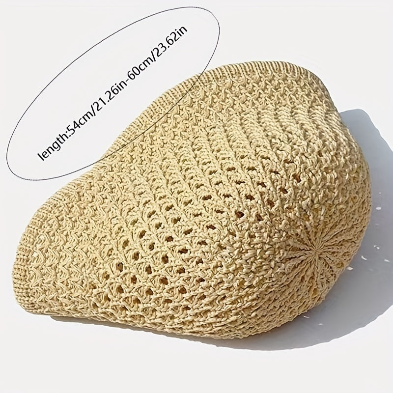 Casual Bucket Hat Crochet Straw Sun Hat Beach Hats for Women