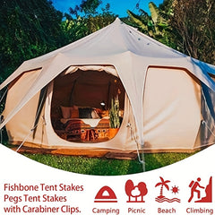 10 Red Deck Anchor Pegs Carabiners Windproof Aluminum Tent Stakes