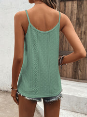 Embroidered Cami Top Scallop V Neck Spaghetti Strap Women's Clothing