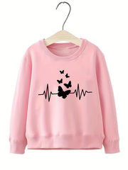 Butterfly & Heart Rate Print Smart Sweatshirt For Girls