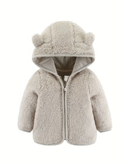 Bear Ear Hoodie Toddler Fleece Jacket Zip Up Teddy Coat
