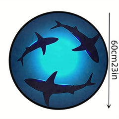 Shark Round Area Rug Non Slip Absorbent Doormat