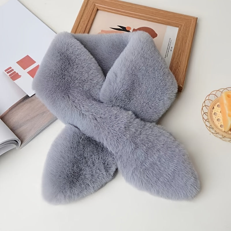 Rex Rabbit Whole Fur Plush Scarf for Men Thickening Cross Scarf
