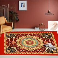 Boho Anti Fatigue Kitchen Rugs Red Vintage Absorbent Non Slip Rugs