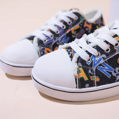 Women's Letter Graphic Canvas Lace-Up Sneakers