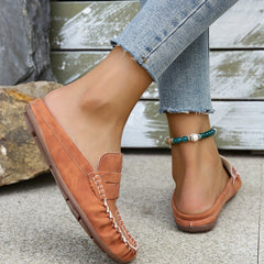 Women's Casual Flat Slip On Slide Sandals with Stitching Detail