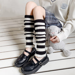 Women's Striped Two Tone Leg Warmer Socks Stockings & Hosiery