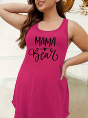 Casual Nightdress Women's Plus Letter Print Racer Back