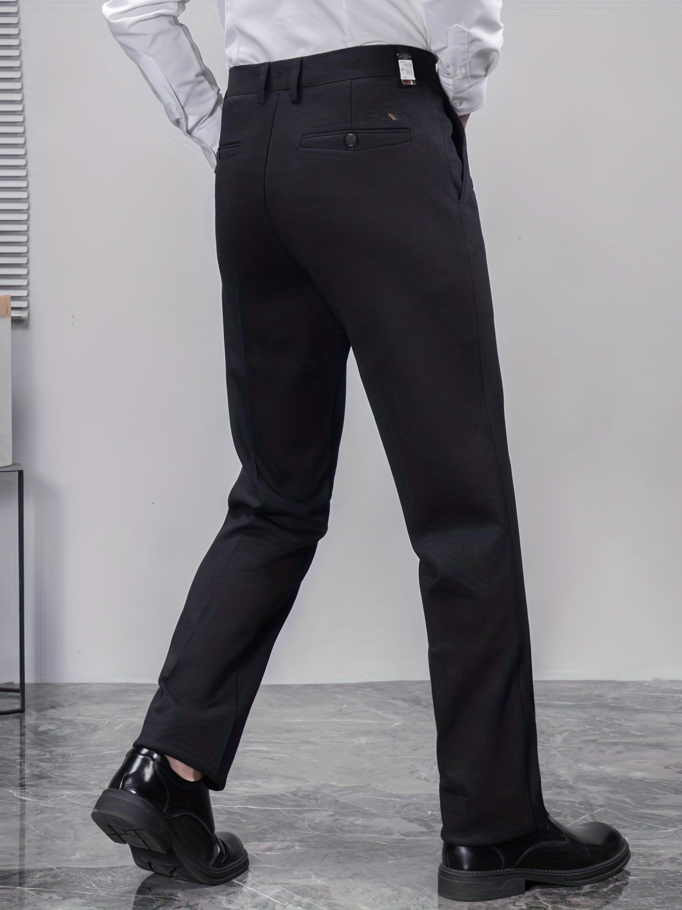 Men's Solid Stretch Dress Pants for Spring Summer Business