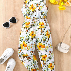 Toddler Girls Flowers Sleeveless Rompers Jumpsuits For Beach Vacation