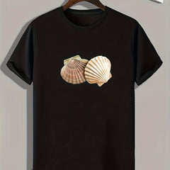 Seashell Pattern Print Men's Comfy Sports T-shirt Graphic Tee for Fitness