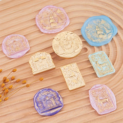 Christmas Reindeer Pattern Brass Stamp Head - Round Stamp Accessory