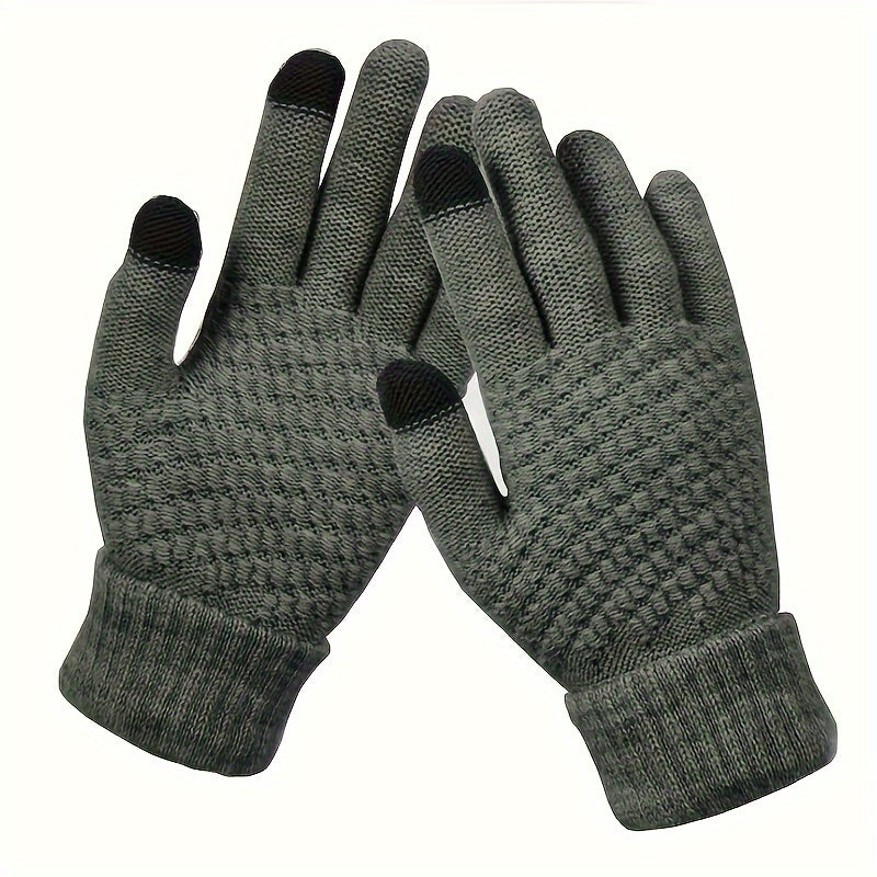 Knitted Winter Touch Screen Gloves Warm Full Finger Stretchy Men Women