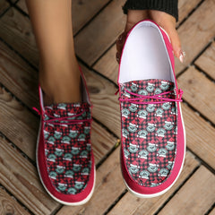 Funny Christmas Print Canvas Slip-On Shoes