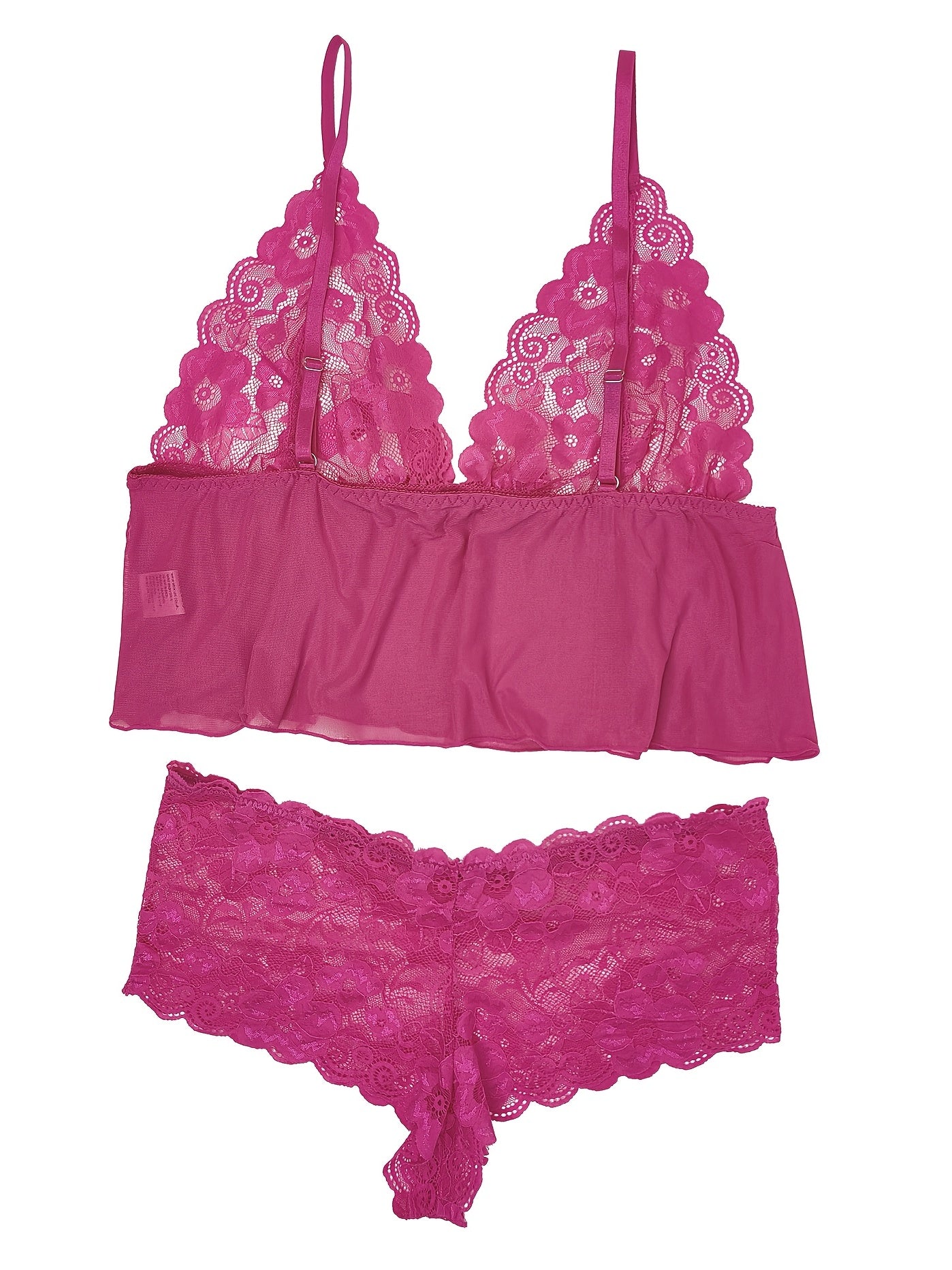 Floral Jacquard Lace Top & Panties Lingerie Set