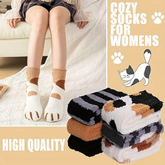 Winter Cat Paw Fluffy Socks for Women and Men