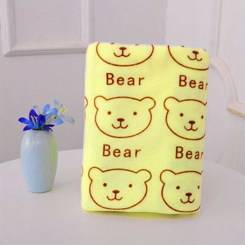 Bear Pattern Beach Towel Ultra Soft Fade Resistant Absorbent Polyester Towel