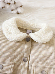 Baby Girl Corduroy Thermal Coat Lapel Cardigan Jacket