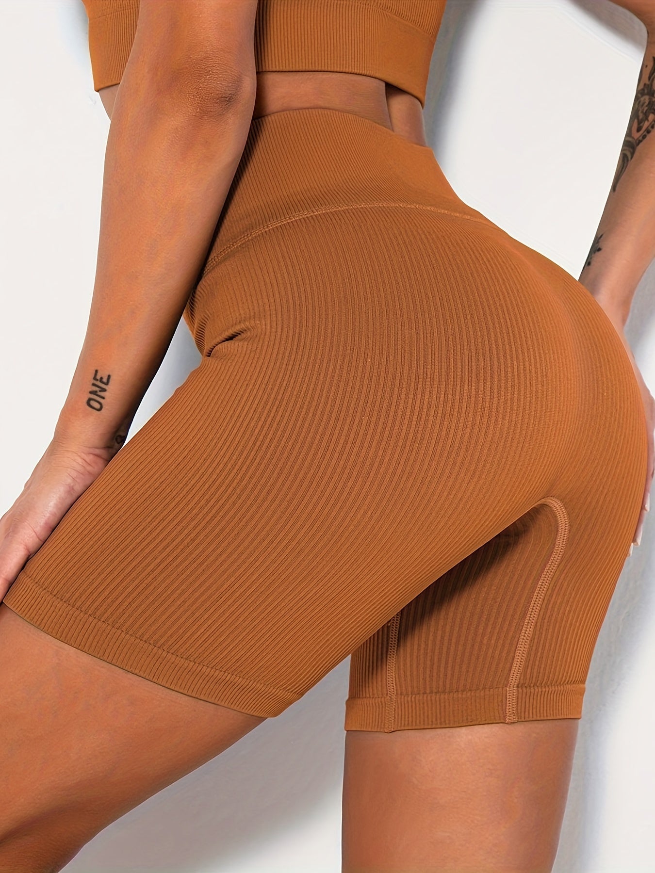 Women's High Waist Workout Biker Shorts with Wide Waistband for Yoga & Sports