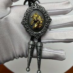 Horse Head Metal Collar Rope Necklace Vintage Western Cowboy Shirt Accessory