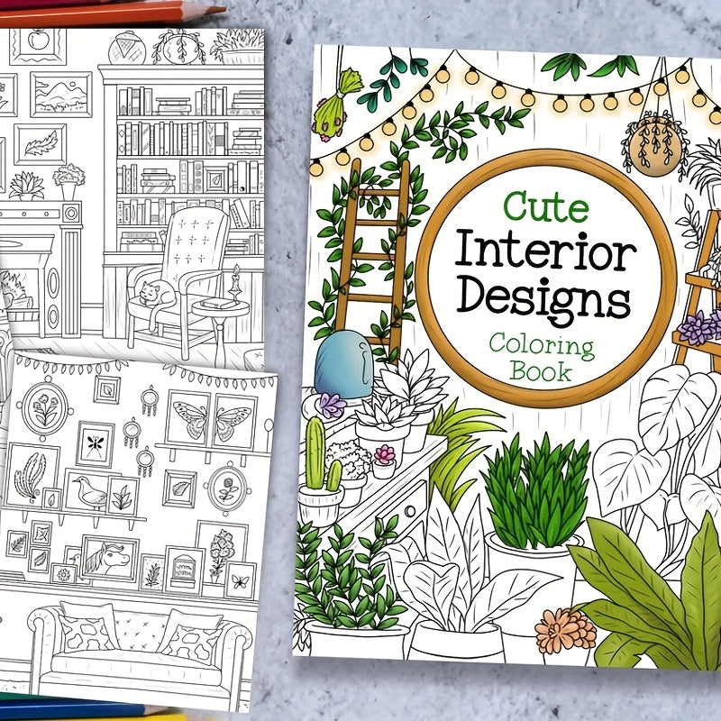 Home Themed Adult Coloring Book 24 Pages Perfect Gift Holidays Birthdays