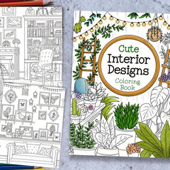 Home Themed Adult Coloring Book 24 Pages Perfect Gift Holidays Birthdays