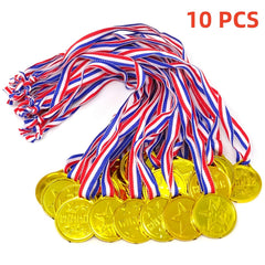 10pcs Gold Plastic Award Medals for Sports, Talent Show, Spelling
