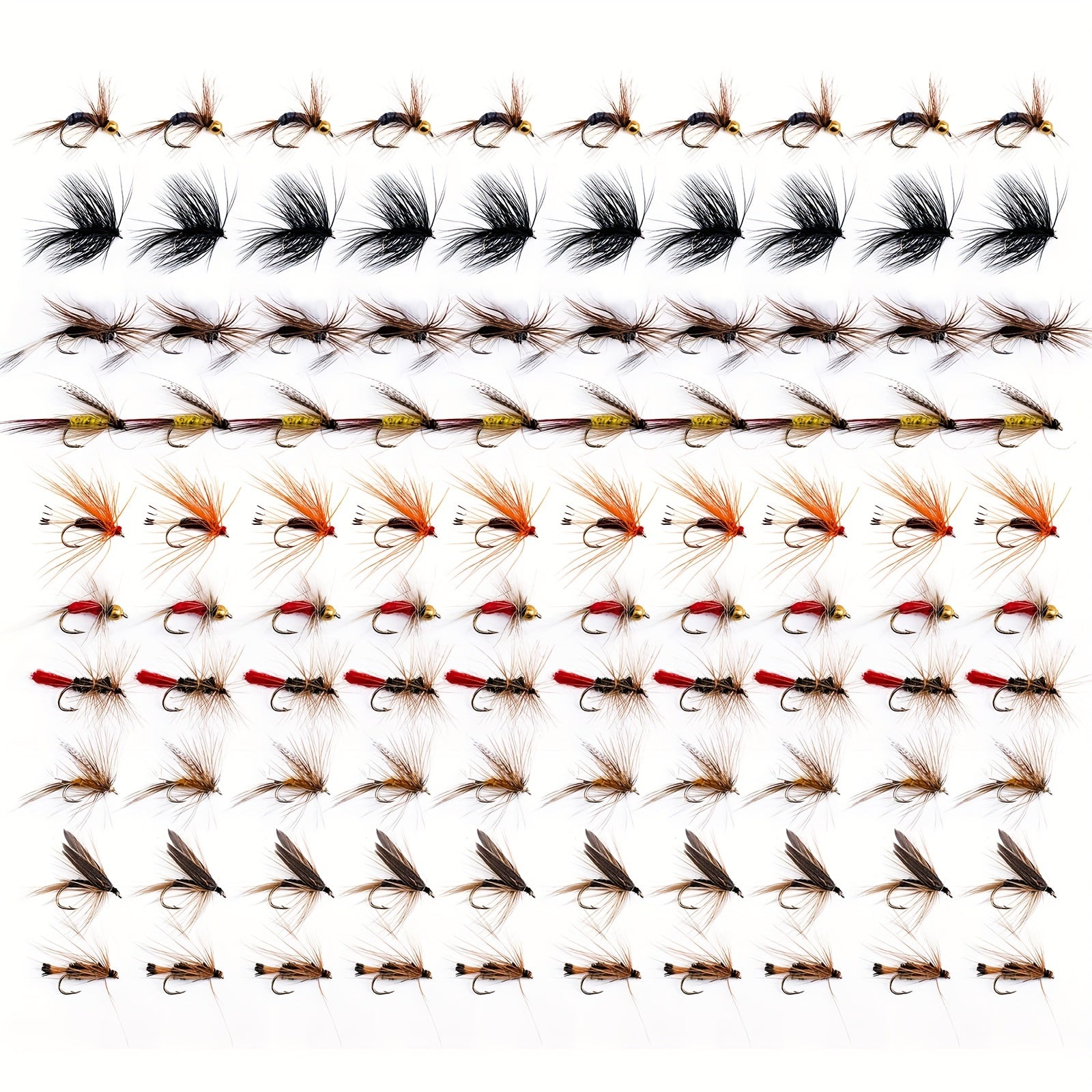 100pcs Colorful Lifelike Fly Fishing Flies for Bass Trout Salmon