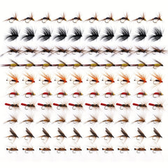 100pcs Colorful Lifelike Fly Fishing Flies for Bass Trout Salmon