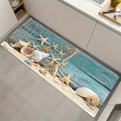 Soft Starfish Print Kitchen Rug Waterproof Non Slip Mat