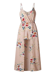 Boho Floral Print Jumpsuit with Overskirt