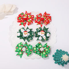 6pcs Baby Girls Christmas Hair Accessories with Bow Hair Clips