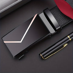 Men's Automatic Buckle PU Leather Belt for Business Pants